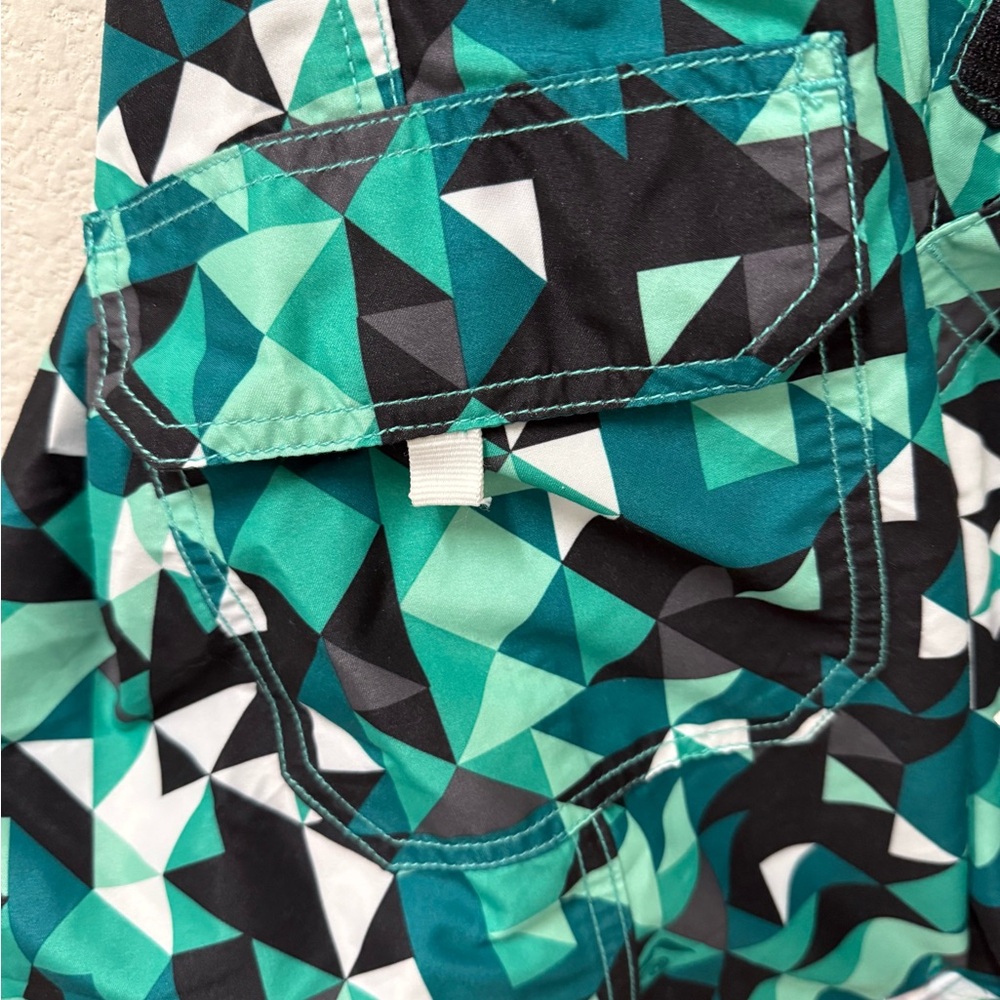 Kanu Surf Men's Geometric Teal and Black Shorts